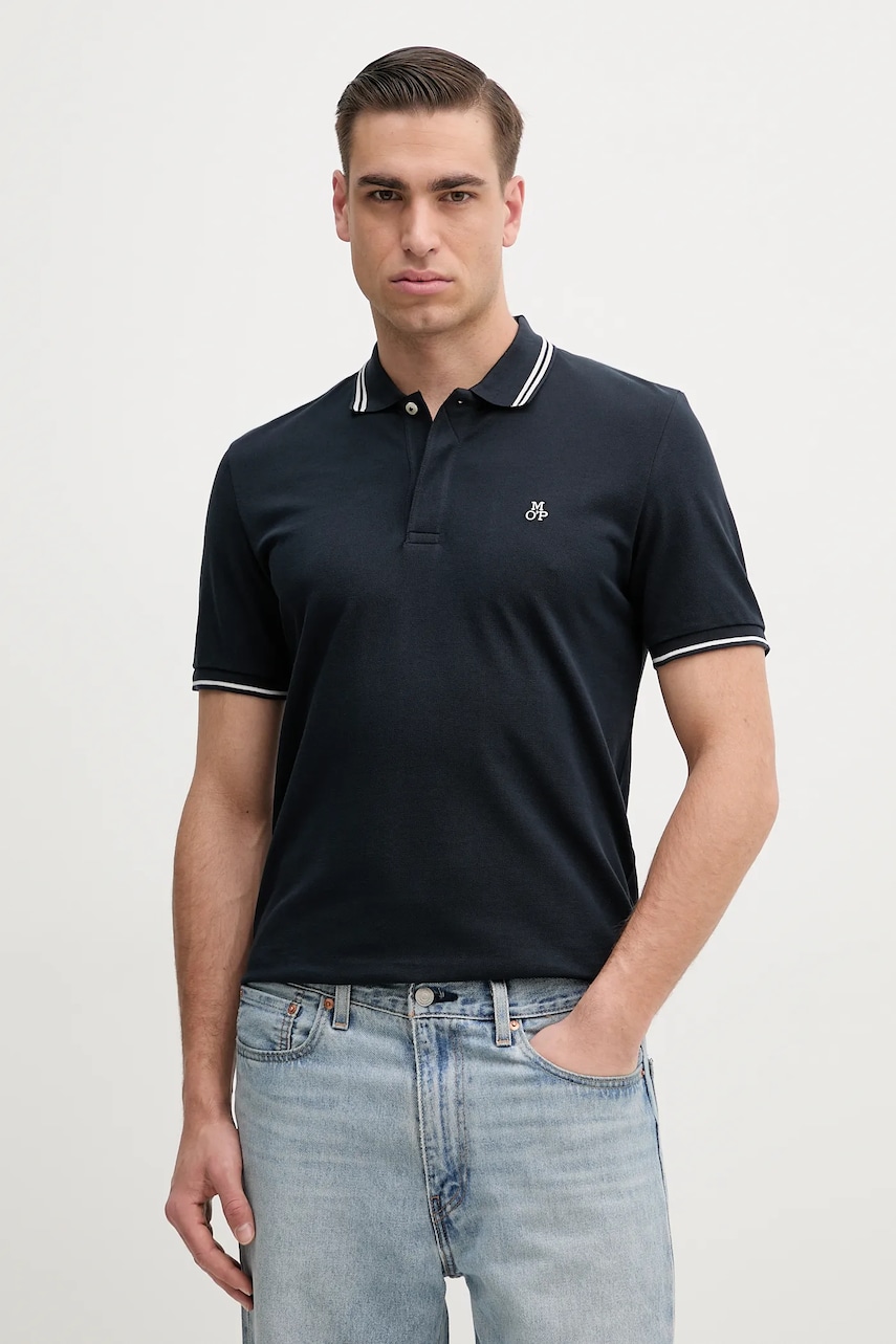 Marc O\'Polo polo de bumbac bărbați, culoarea albastru marin, cu imprimeu, 523223053054