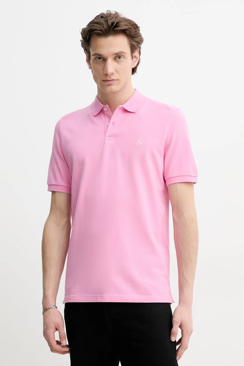 Levně Bavlněné polo tričko Marc O'Polo růžová barva, 523223053092