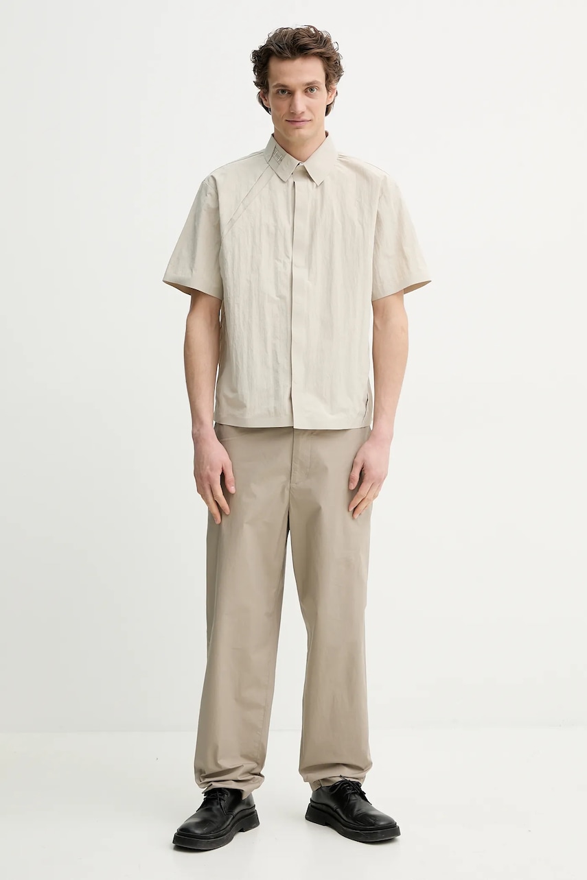 Рубашка Heliot Emil мужская цвет бежевый relaxed классический воротник SS25_M_05_063_ST18 Рубашка Heliot Emil мужская цвет бежевый relaxed классический воротник SS25_M_05_063_ST18
