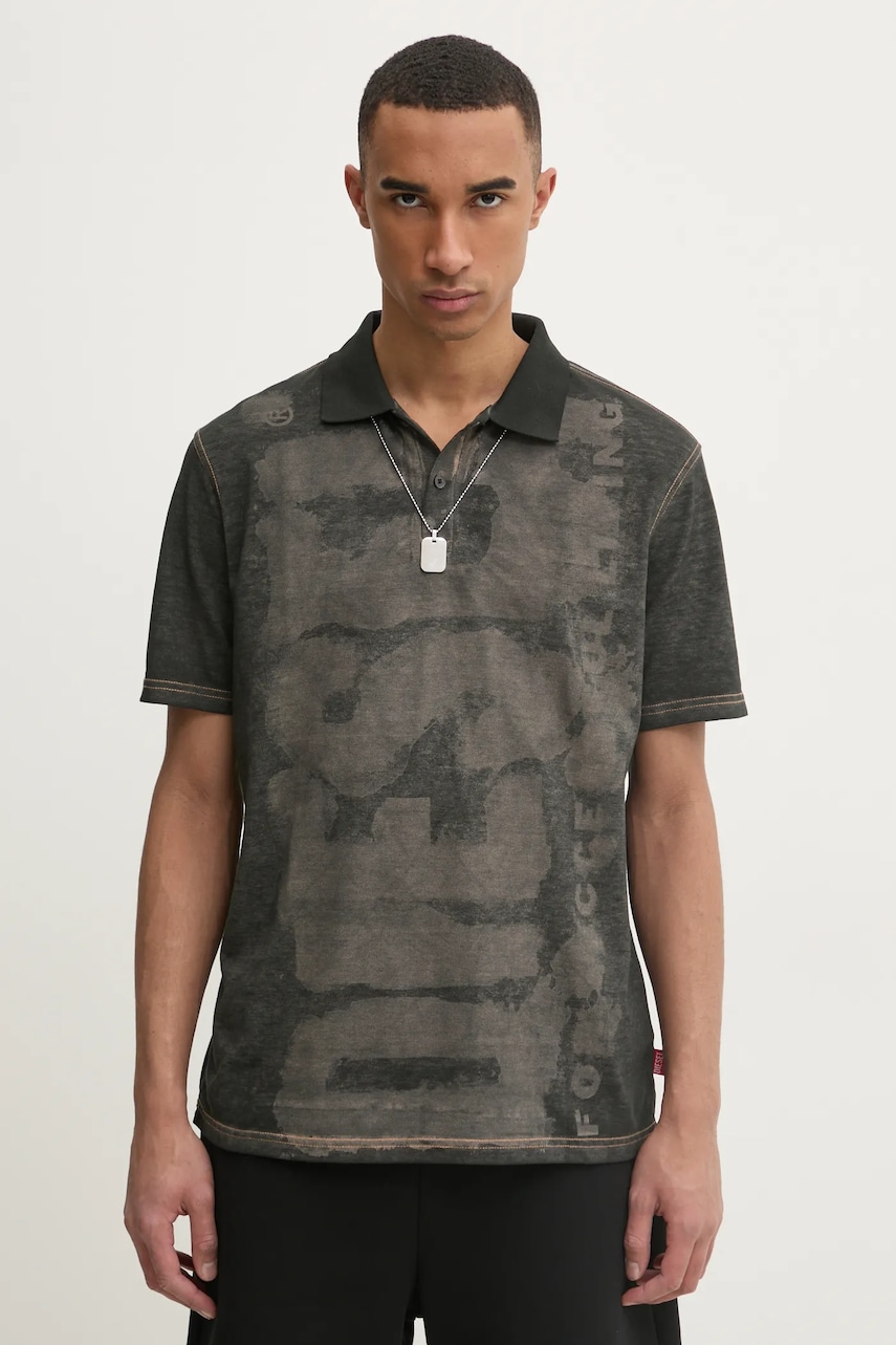 Diesel tricou polo T-REJUST-NC POLO SHIRT barbati, culoarea gri, modelator, A16167.0EGBJ Diesel tricou polo T-REJUST-NC POLO SHIRT barbati, culoarea gri, modelator, A16167.0EGBJ