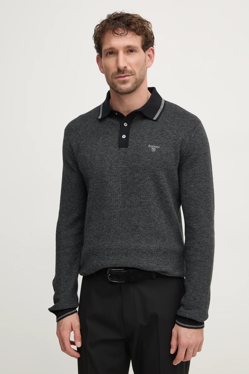 Barbour pulover din amestec de lana barbati, culoarea negru, MKN1631CH91