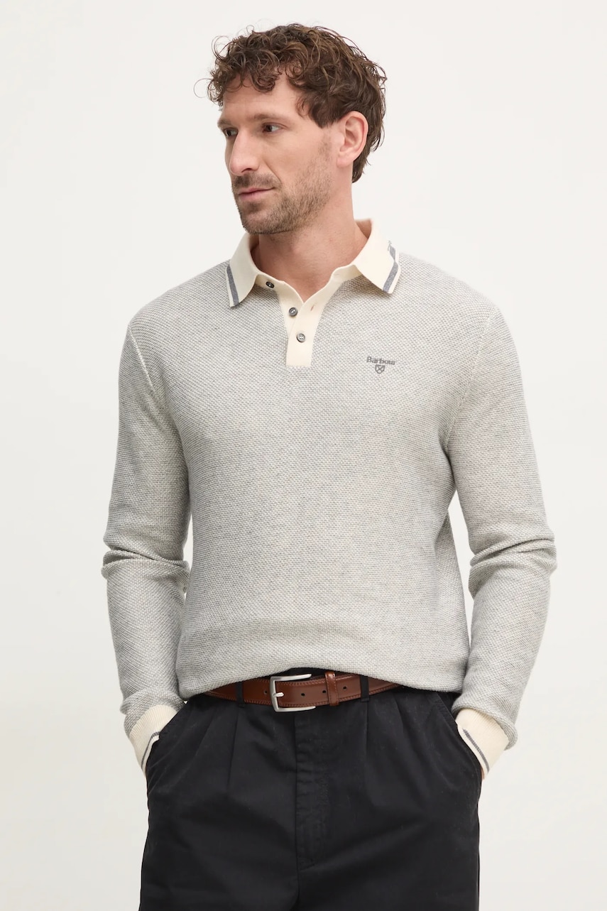 Barbour pulover din amestec de lana barbati, culoarea gri, light, MKN1631ST13 Barbour pulover din amestec de lana barbati, culoarea gri, light, MKN1631ST13