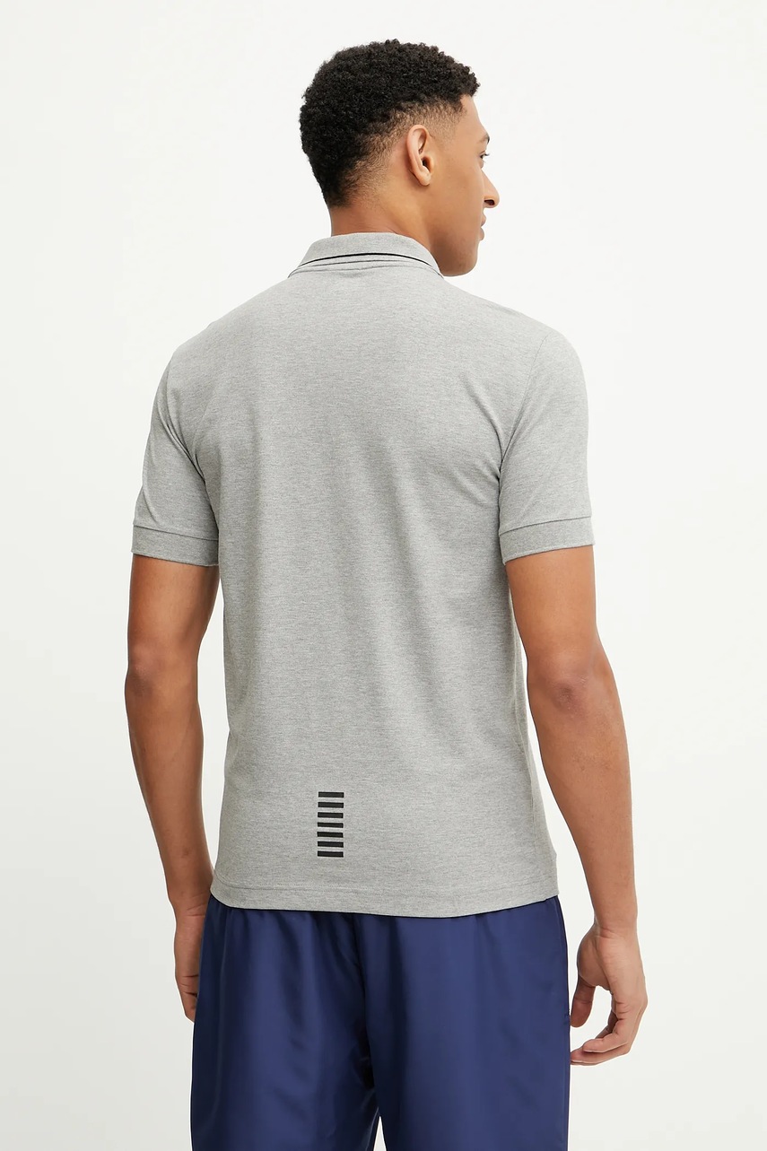 Поло EA7 Emporio Armani цвет серый с принтом PJVUZ.8NPF16