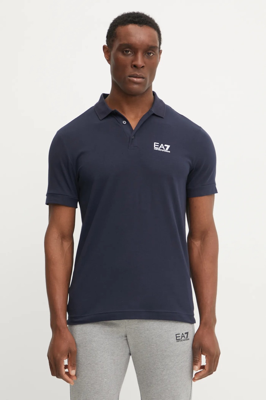 EA7 Emporio Armani tricou polo barbati, culoarea albastru marin, cu imprimeu, PJVQZ.8NPF14