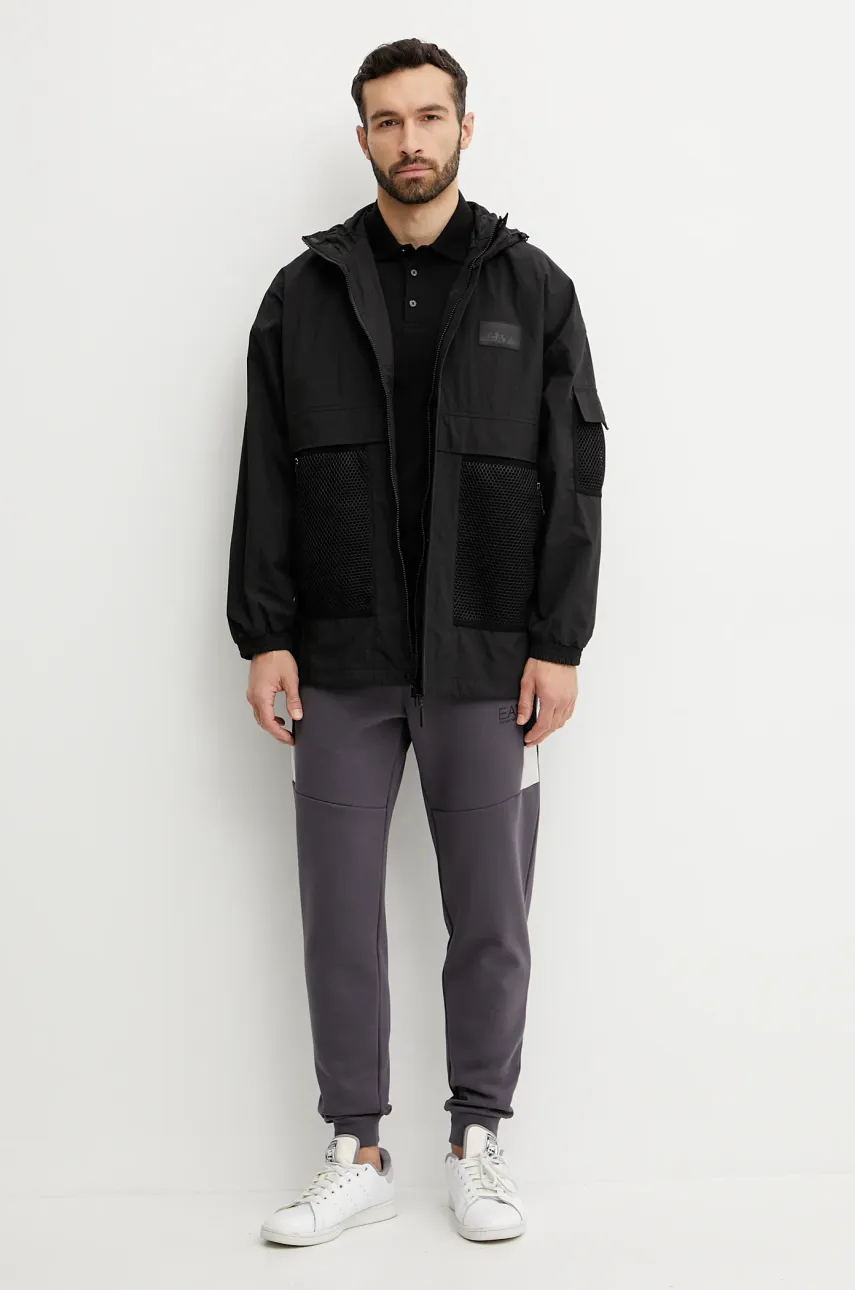 Поло EA7 Emporio Armani мужское цвет чёрный с принтом PJVQZ.8NPF14 Поло EA7 Emporio Armani мужское цвет чёрный с принтом PJVQZ.8NPF14