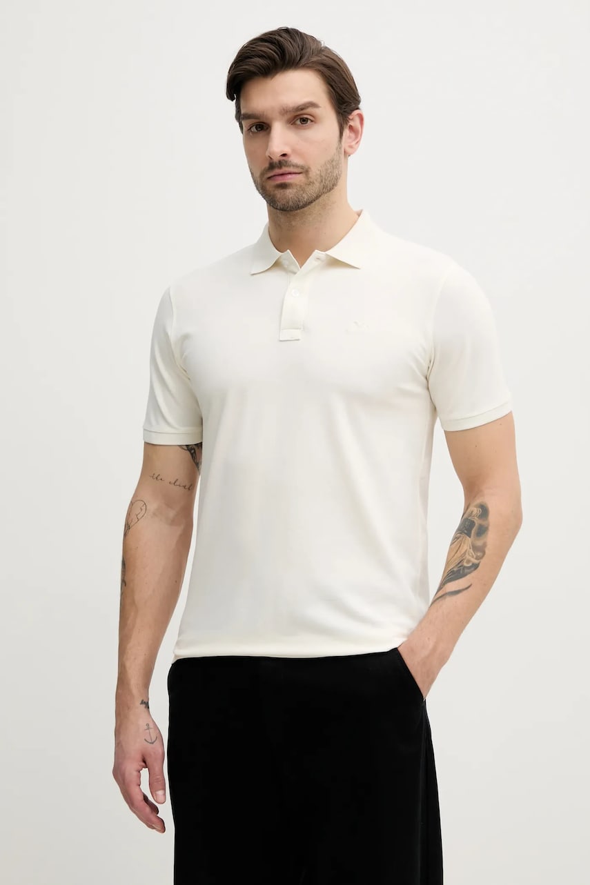 Lindbergh tricou polo barbati, culoarea bej, neted, 30-404016 Lindbergh tricou polo barbati, culoarea bej, neted, 30-404016