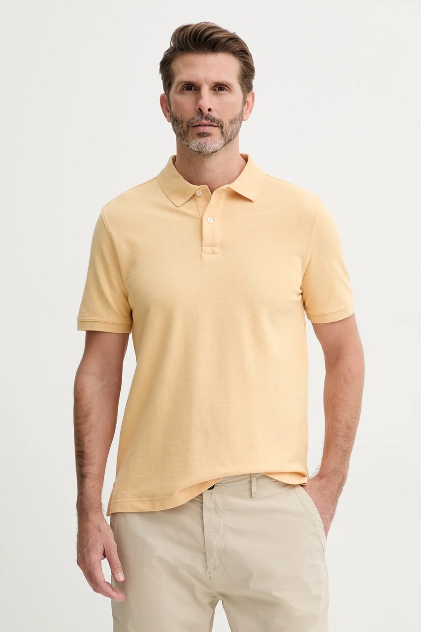 Levně Bavlněné polo tričko United Colors of Benetton béžová barva, 3088U3023