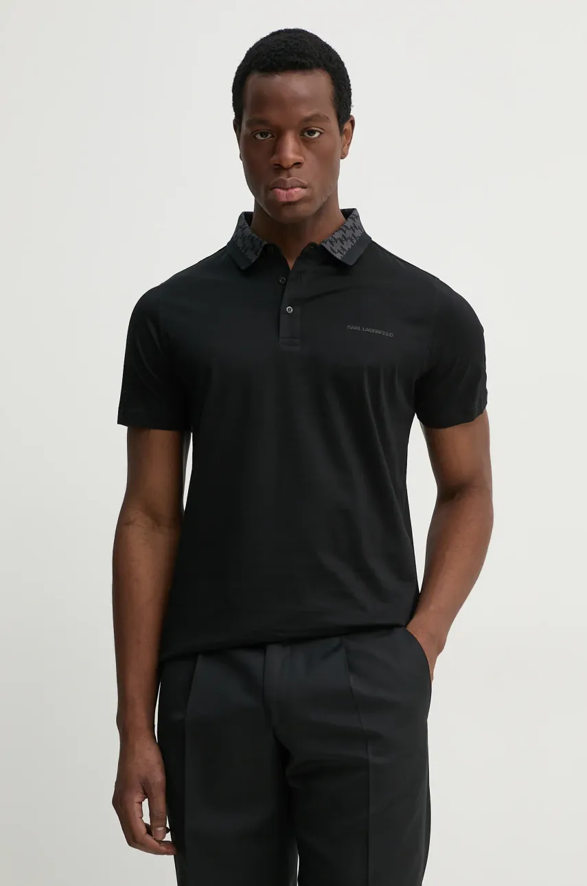 Karl Lagerfeld polo de bumbac barbati, culoarea negru, 552200.745001