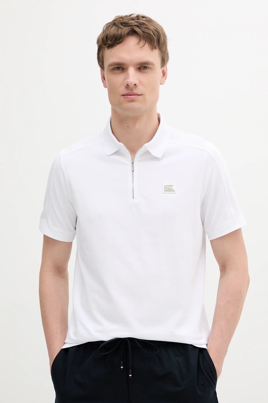 Karl Lagerfeld tricou polo barbati, culoarea alb, cu imprimeu, 552221.745020