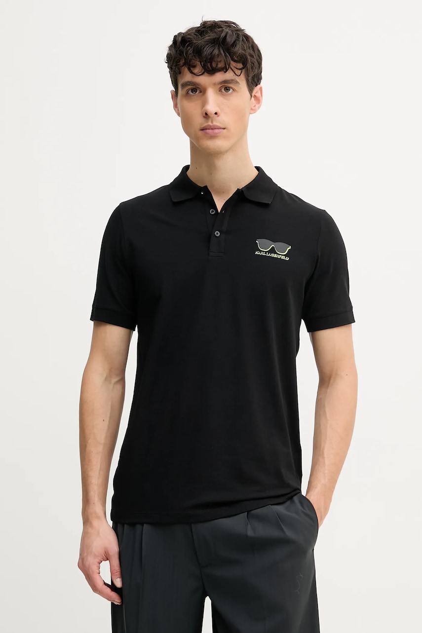 Karl Lagerfeld tricou polo barbati, culoarea negru, cu imprimeu, 552235.745400 Karl Lagerfeld tricou polo barbati, culoarea negru, cu imprimeu, 552235.745400