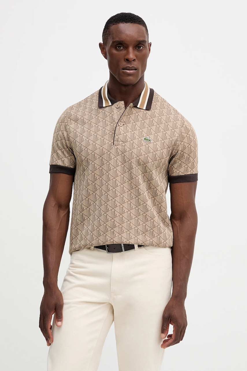 Levně Polo tričko Lacoste pánské, šedá barva, DH1417