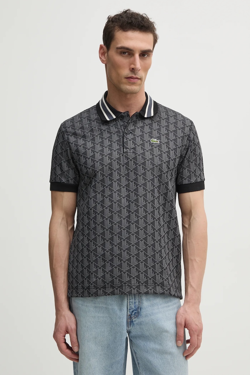 Lacoste tricou polo barbati, culoarea gri, modelator, DH1417