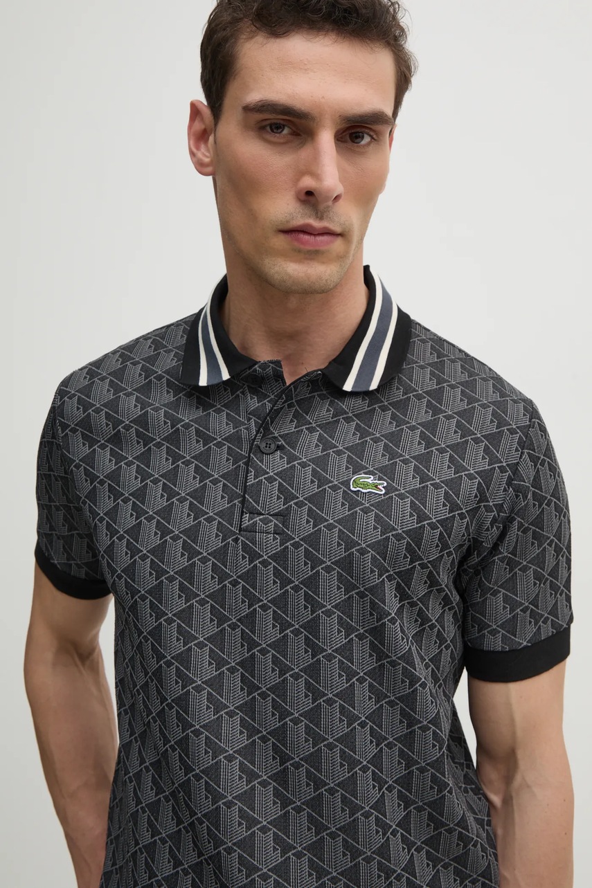 Поло Lacoste чоловіче колір сірий візерунок DH1417 
