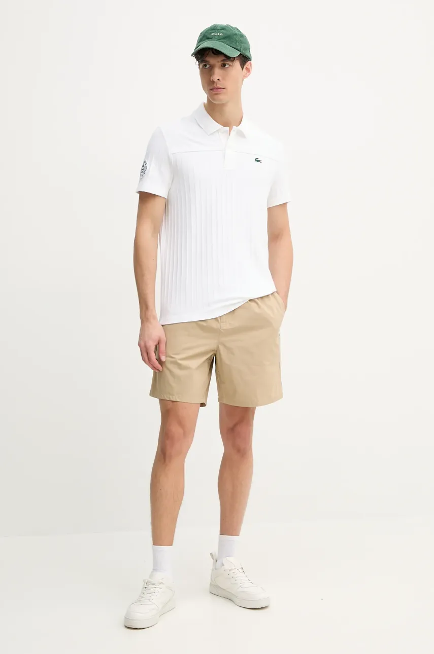 Поло Lacoste мужское цвет белый с аппликацией DH8960 Поло Lacoste мужское цвет белый с аппликацией DH8960