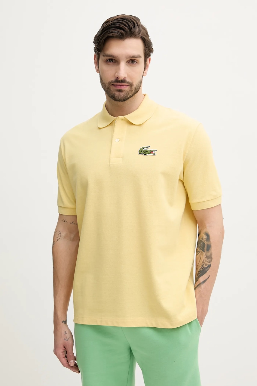 Lacoste polo de bumbac culoarea galben, cu imprimeu, PH2751