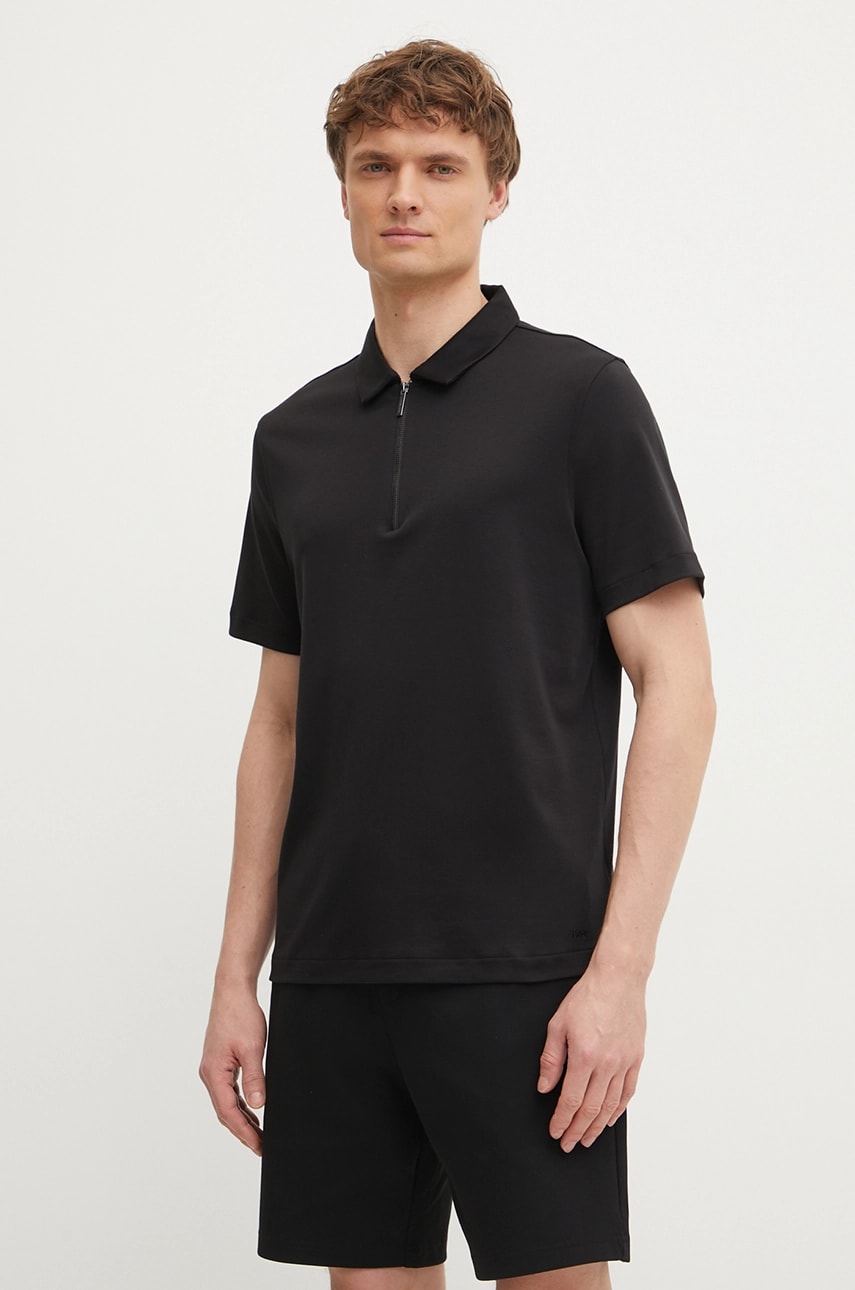 Michael Kors polo de bumbac barbati, culoarea negru, neted, CR552FRC93