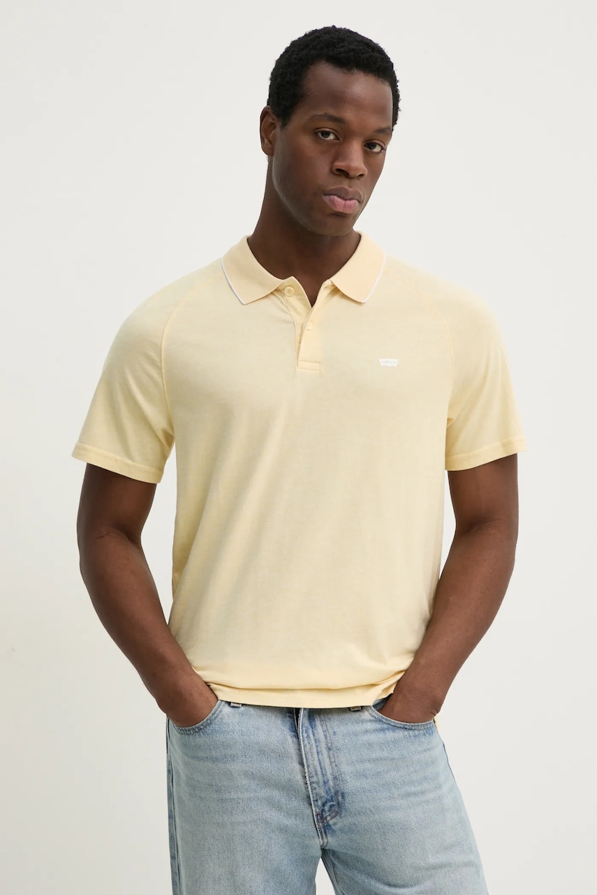 Levi's tricou polo SHORELINE TECH POLO barbati, culoarea galben, melanj, 001EK Levi's tricou polo SHORELINE TECH POLO barbati, culoarea galben, melanj, 001EK