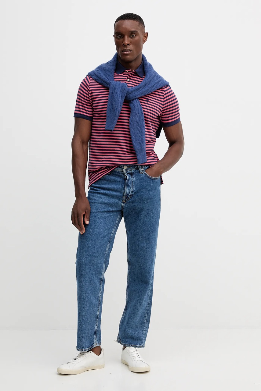 Хлопковое поло Polo Ralph Lauren цвет белый узор 710956682