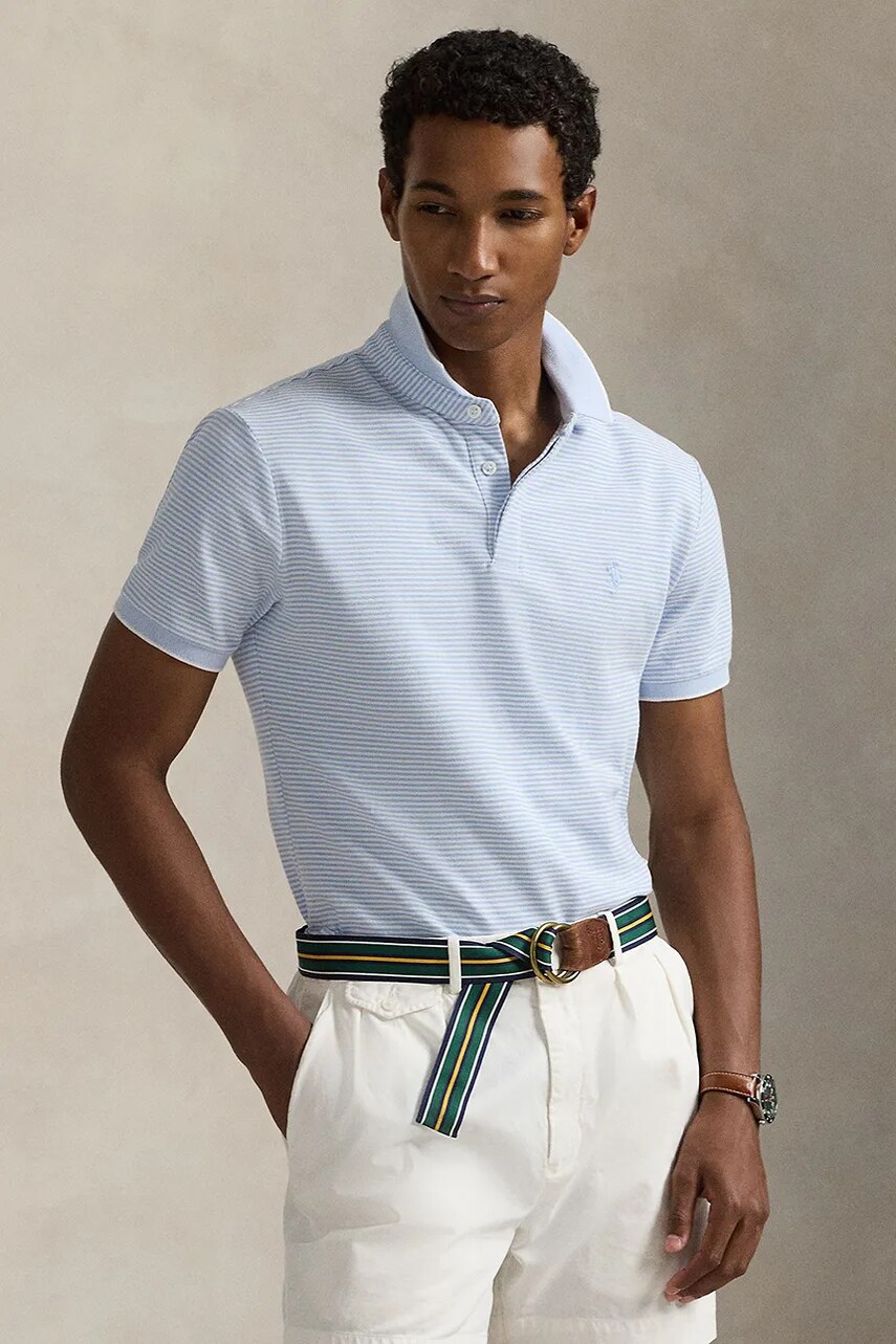 Levně Bavlněné polo tričko Polo Ralph Lauren modrá barva, 710963495