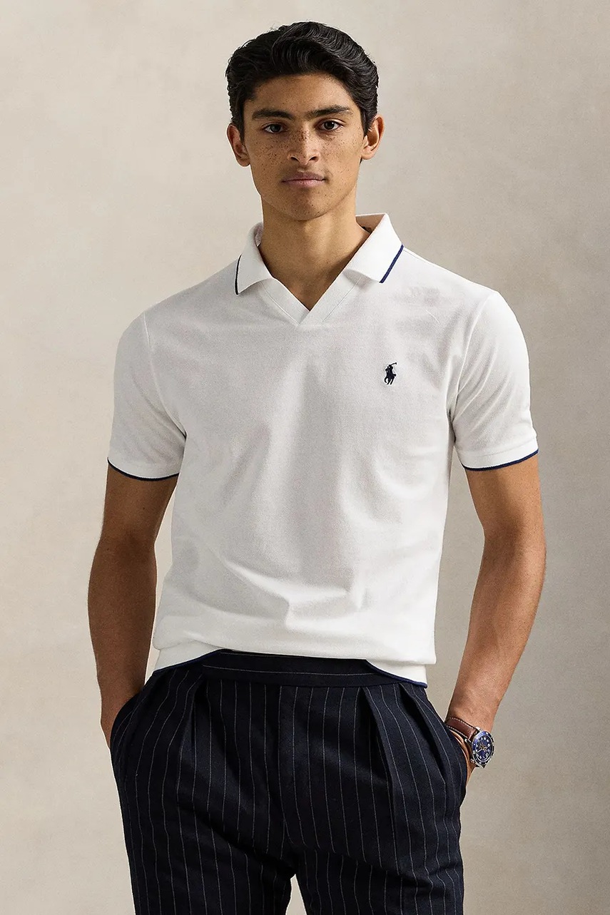 Levně Bavlněné polo tričko Polo Ralph Lauren bílá barva, 710964535