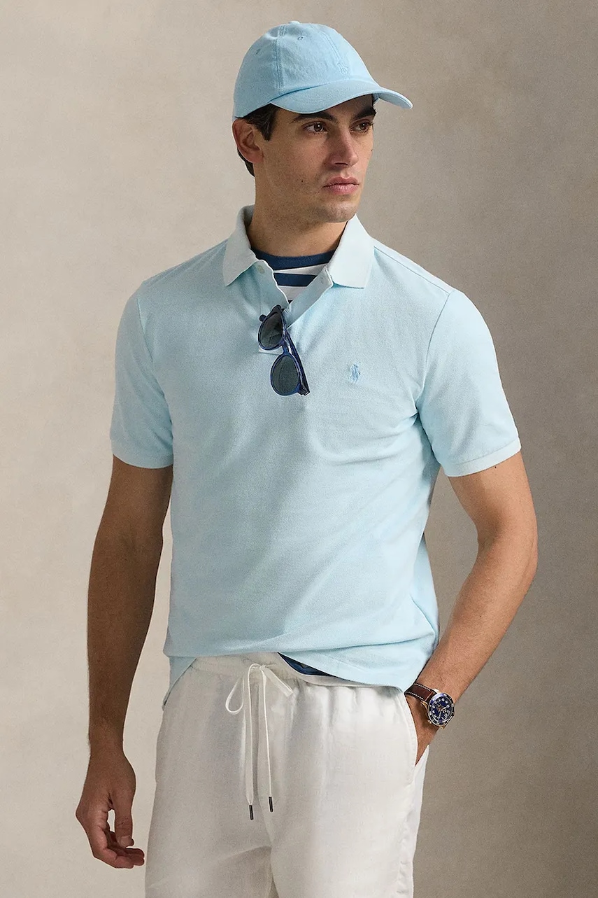 Levně Bavlněné polo tričko Polo Ralph Lauren modrá barva, 710969626