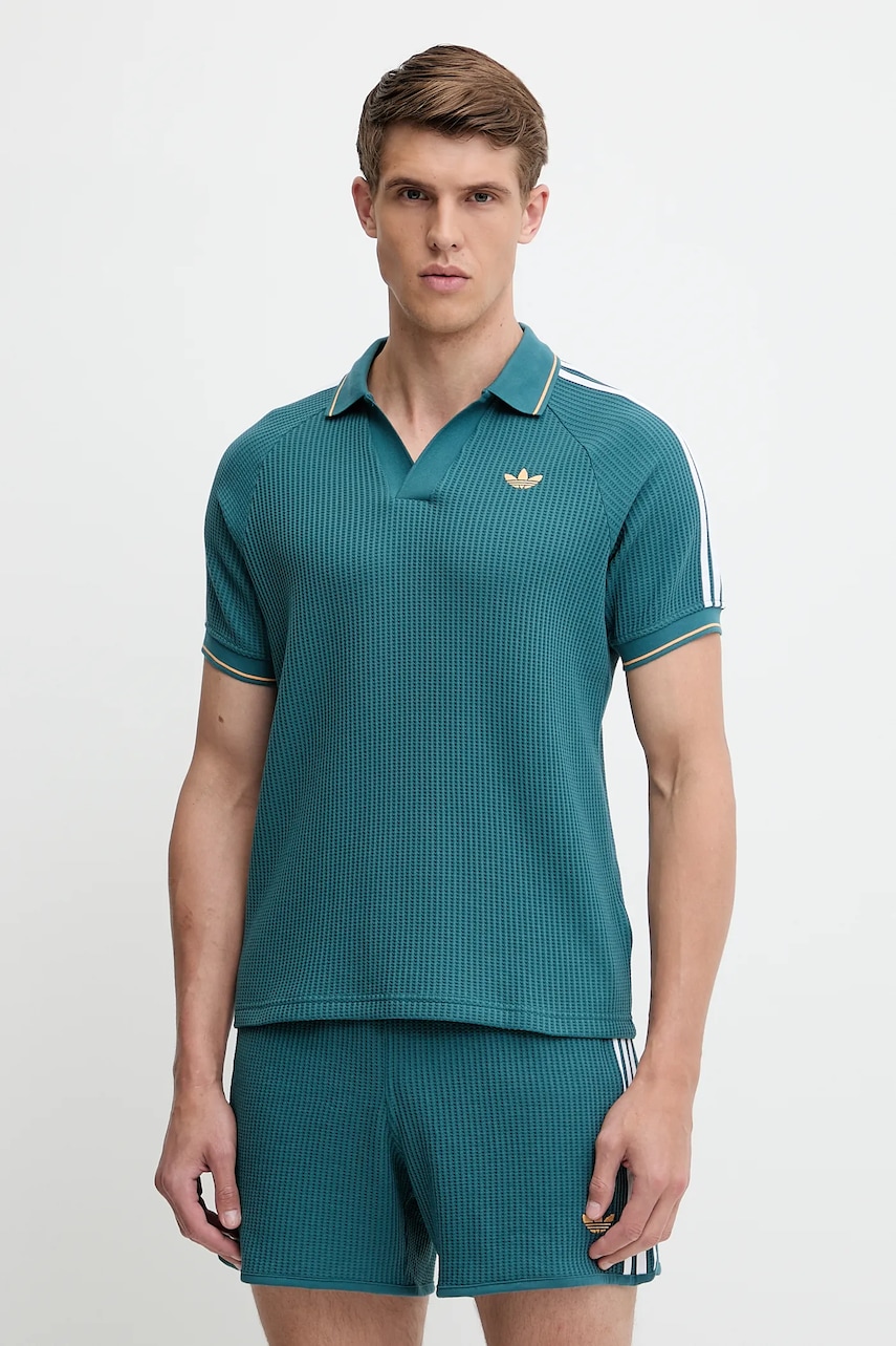Levně Polo tričko adidas Originals Polo Shirt pánské, tyrkysová barva, s aplikací, KC0691