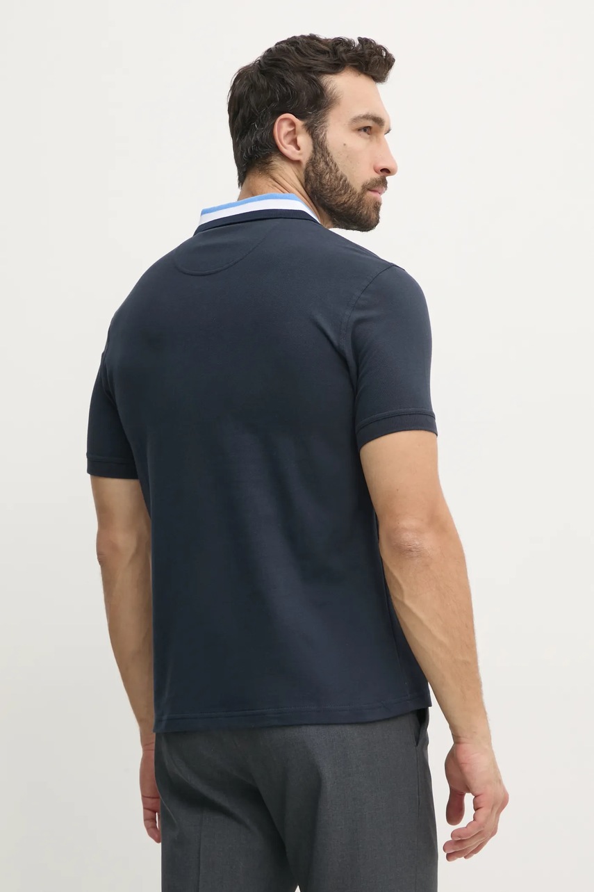 Barbour pamut póló Hawkesmoor Tipped Tailored Fit Polo Shirt sötétkék, férfi, sima, MML1443 termék 2. képe