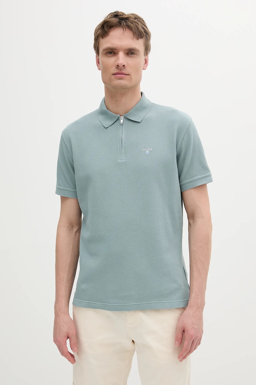 Barbour polo de bumbac Hingham Polo Shirt culoarea verde, neted, MML1458