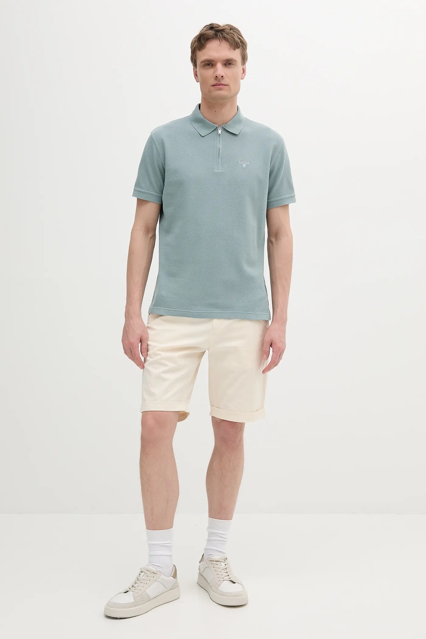 Хлопковое поло Barbour Hingham Polo Shirt цвет зелёный однотонное MML1458