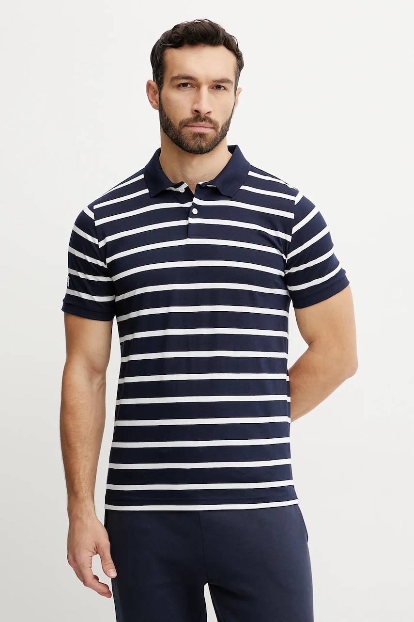 Helly Hansen polo de bumbac NEWPORT POLO bărbați, culoarea bleumarin, cu imprimeu, 34412 Helly Hansen polo de bumbac NEWPORT POLO bărbați, culoarea bleumarin, cu imprimeu, 34412