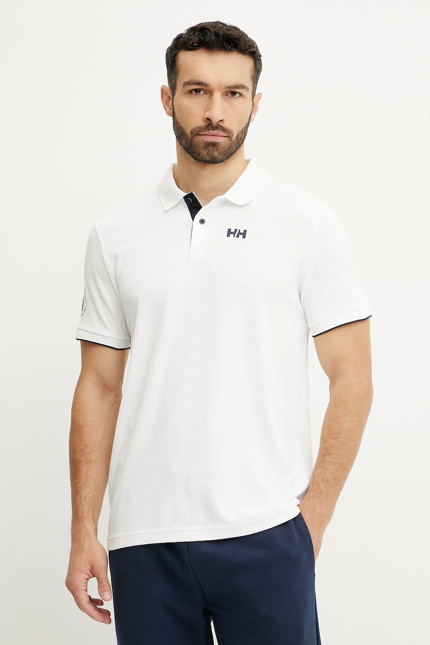 Helly Hansen tricou polo OCEAN barbati, culoarea alb, cu imprimeu, 34367 Helly Hansen tricou polo OCEAN barbati, culoarea alb, cu imprimeu, 34367