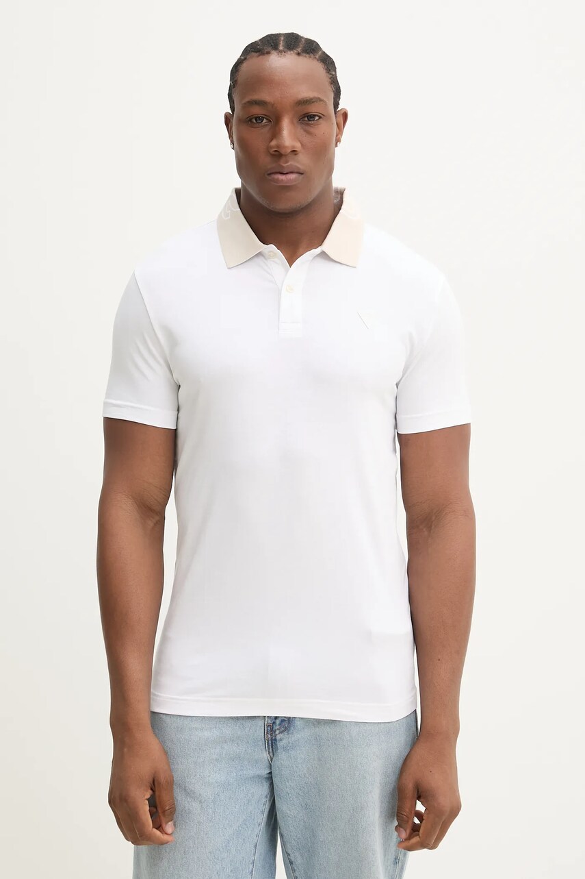 Levně Polo tričko Guess NOLAN bílá barva, M5GP66 J1314