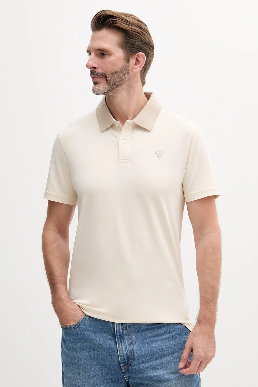 Levně Polo tričko Guess NOLAN béžová barva, M5GP66 J1314