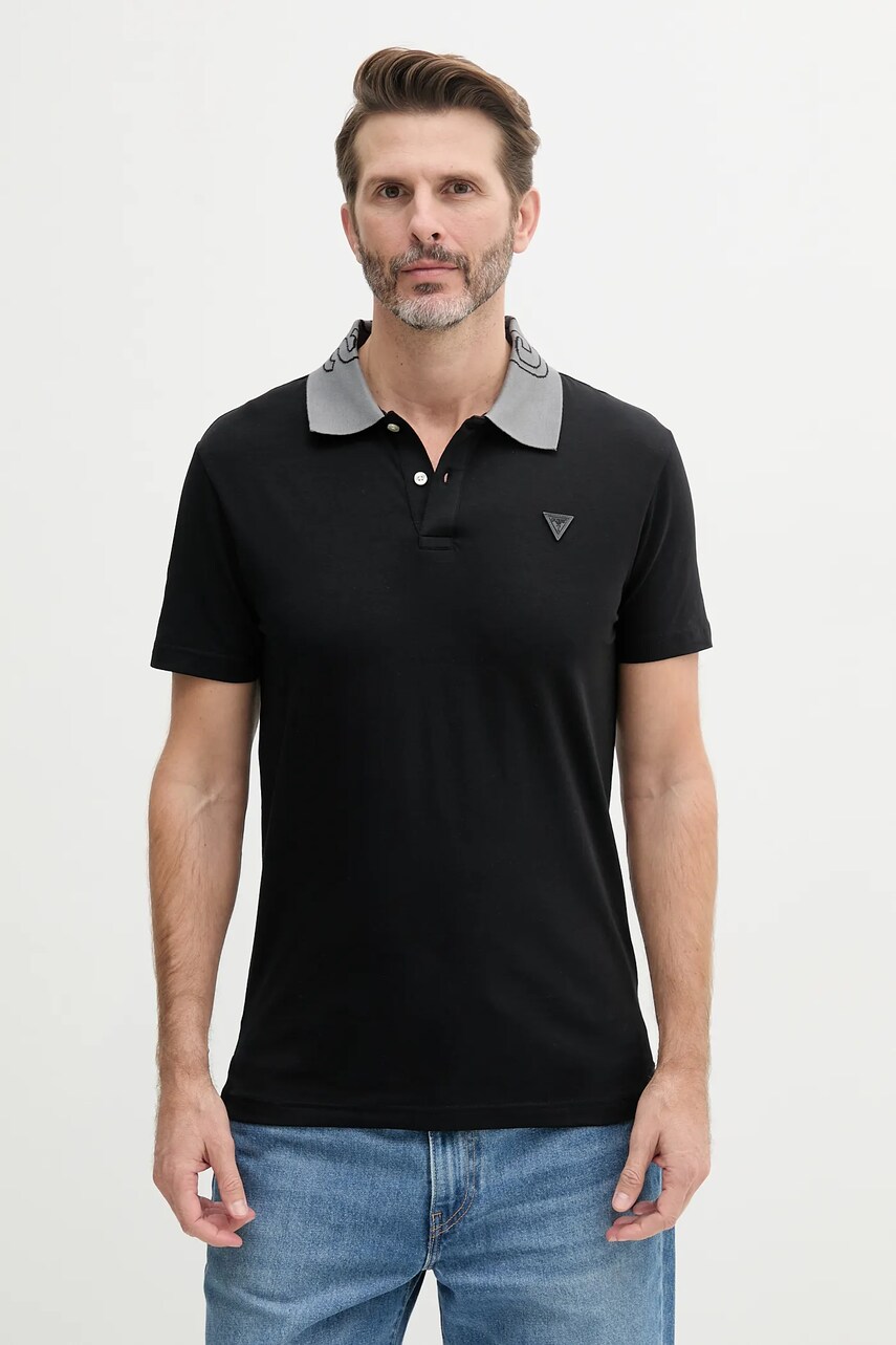 Levně Polo tričko Guess NOLAN černá barva, M5GP66 J1314