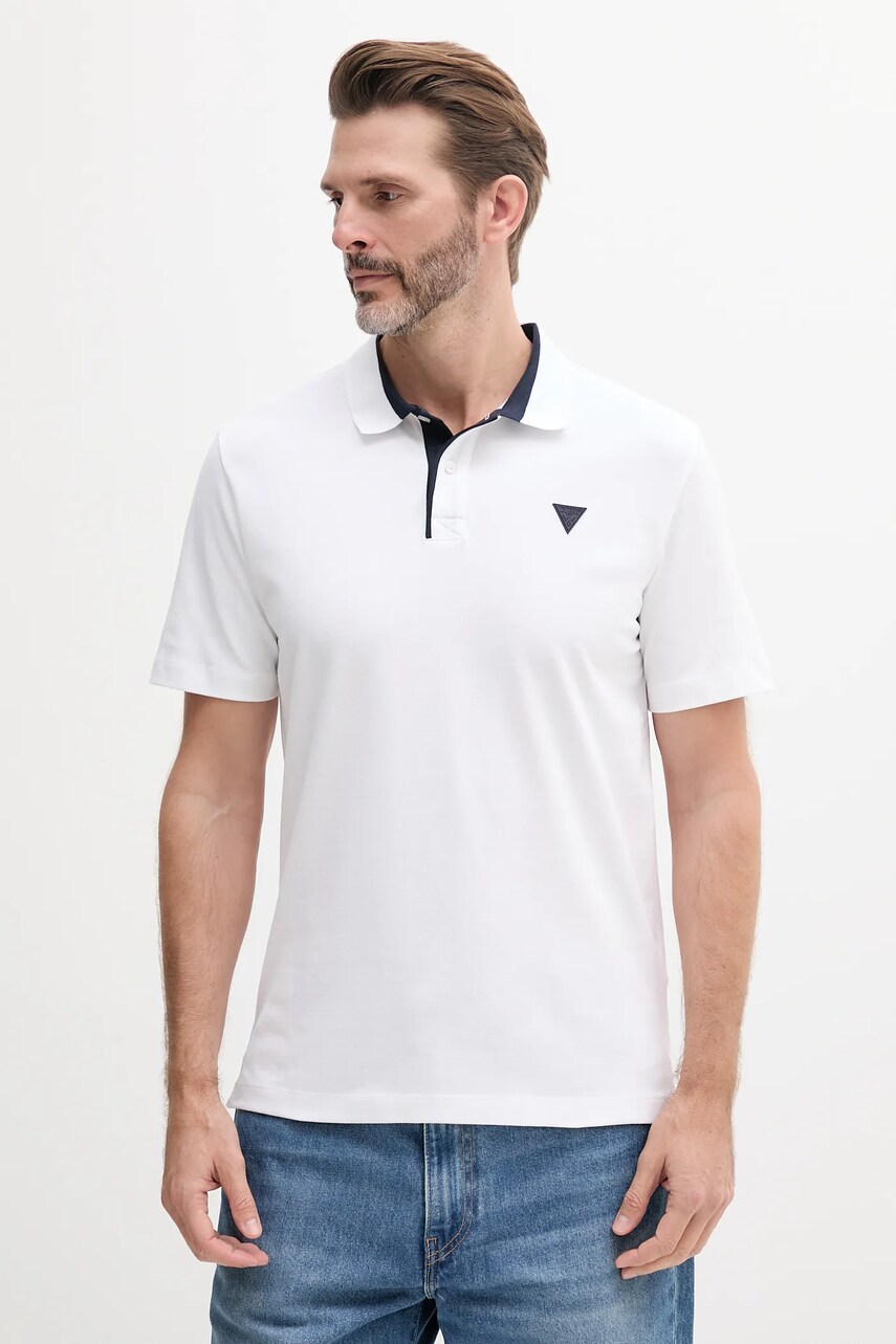 Levně Polo tričko Guess bílá barva, M5GP44 K7O64