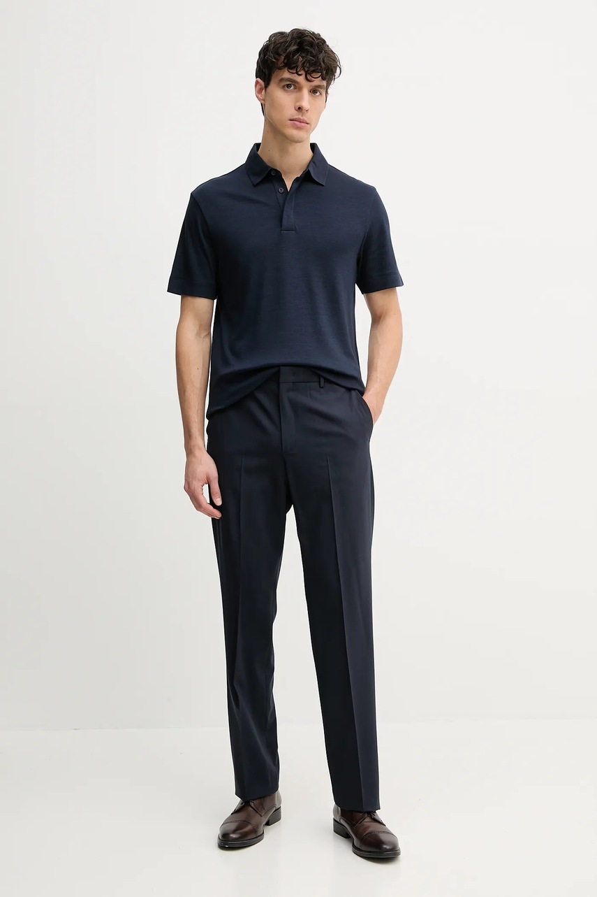 Поло BOSS цвет синий однотонное 50536667