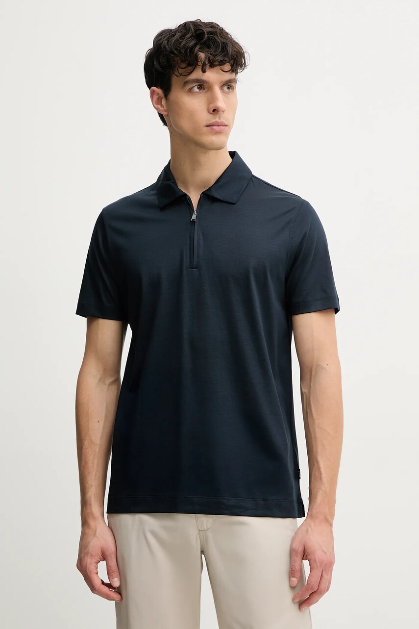 BOSS tricou polo bărbați, culoarea bleumarin, uni, 50537954