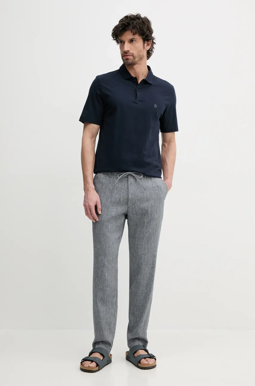 Хлопковое поло BOSS мужское цвет синий однотонное 50539814 Хлопковое поло BOSS мужское цвет синий однотонное 50539814