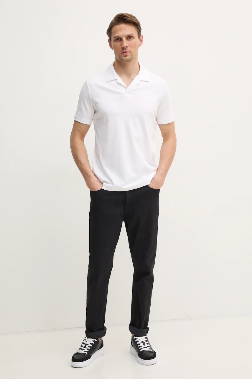Хлопковое поло Calvin Klein цвет белый однотонное K10K114133 Хлопковое поло Calvin Klein цвет белый однотонное K10K114133