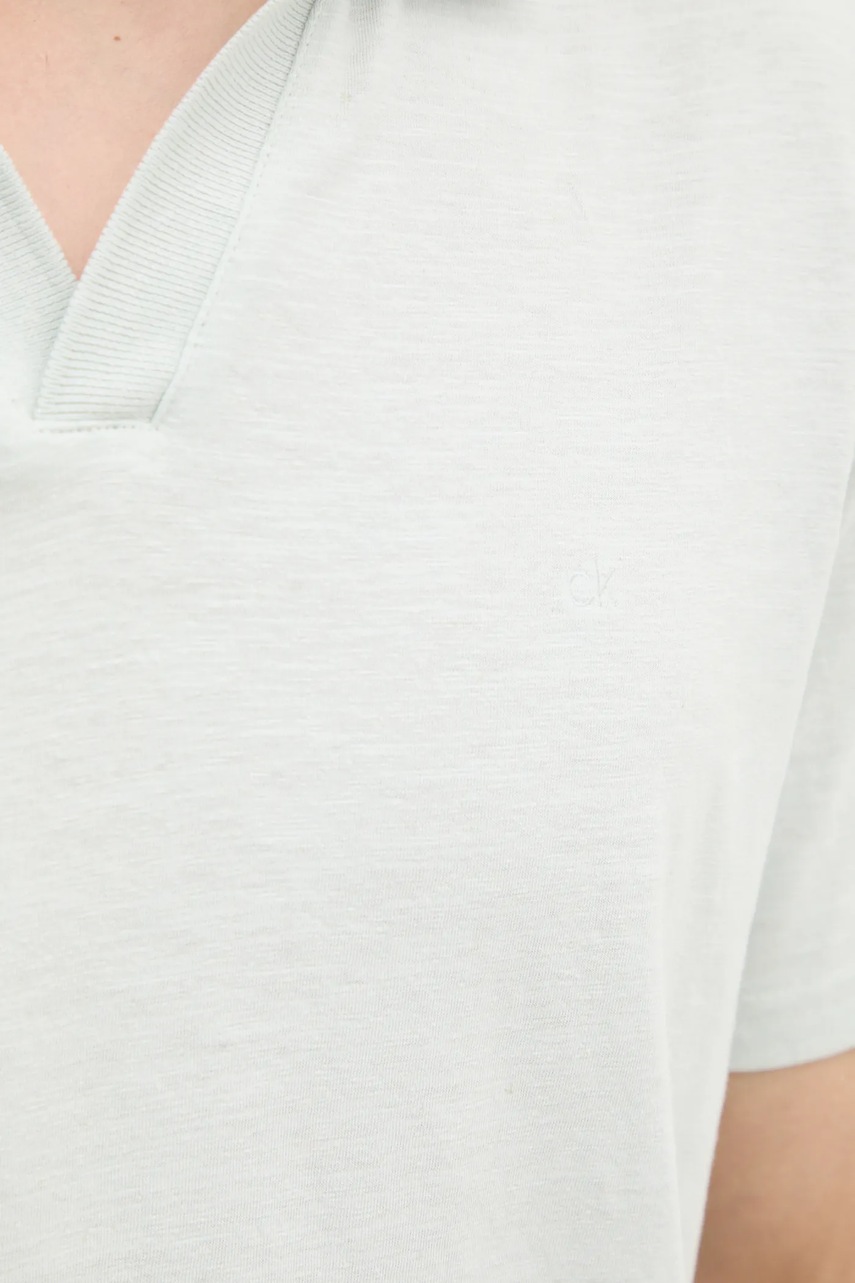 Поло з домішкою льону Calvin Klein колір сірий однотонне K10K114136 