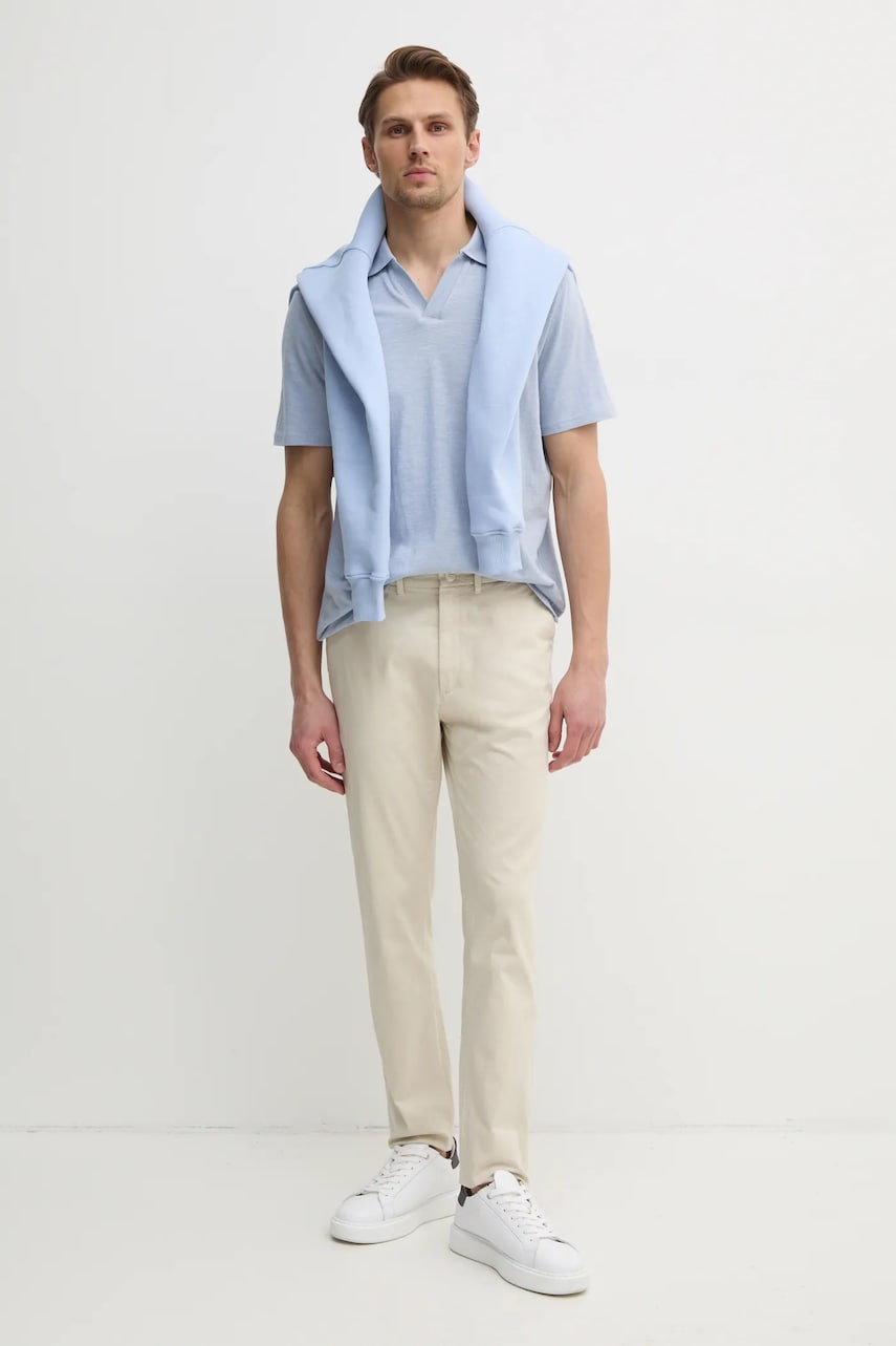 Polo tričko s lněnou směsí Calvin Klein