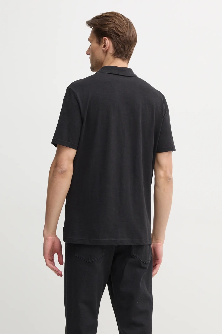 Πόλο με μείγμα με λινό Calvin Klein χρώμα: μαύρο, K10K114136 φωτογραφία