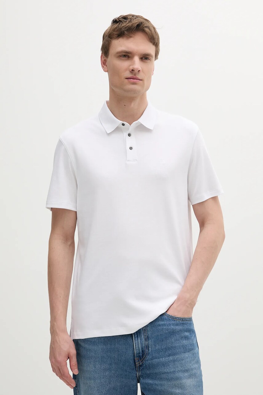 Levně Bavlněné polo tričko Calvin Klein pánské, bílá barva, LV04LB276G