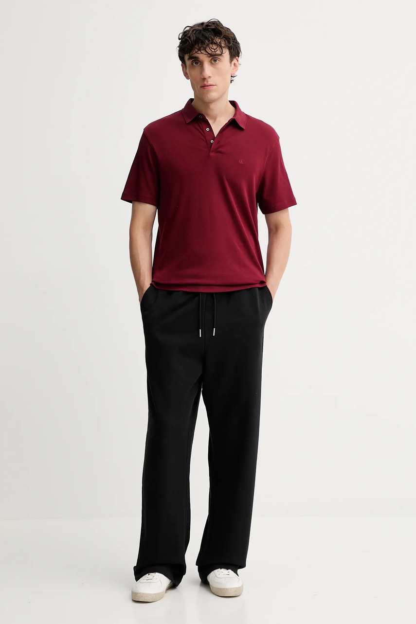 Хлопковое поло Calvin Klein цвет бордовый однотонное LV04LB276G