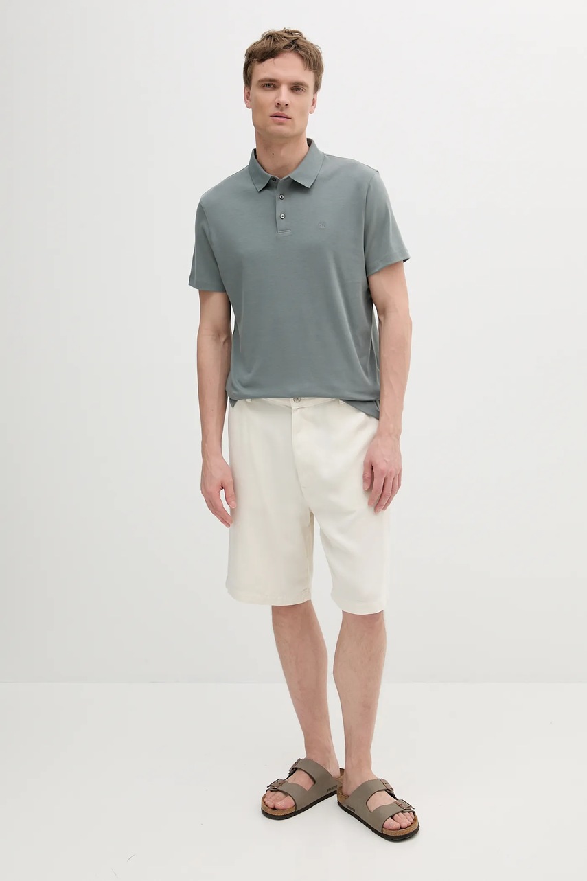 Хлопковое поло Calvin Klein цвет зелёный однотонное LV04LB276G