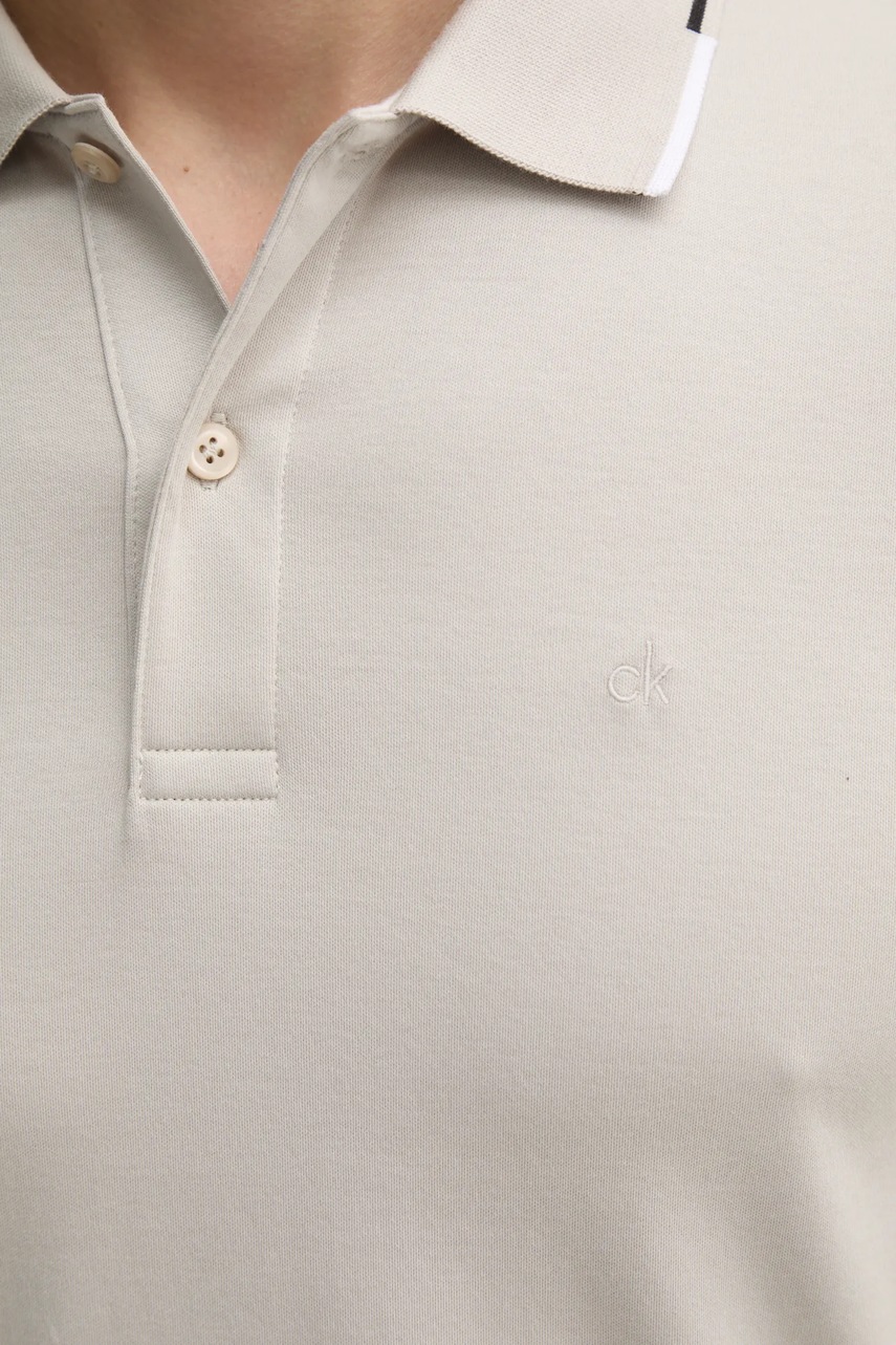 Βαμβακερό μπλουζάκι πόλο Calvin Klein χρώμα: γκρι, K10K114130 φωτογραφία