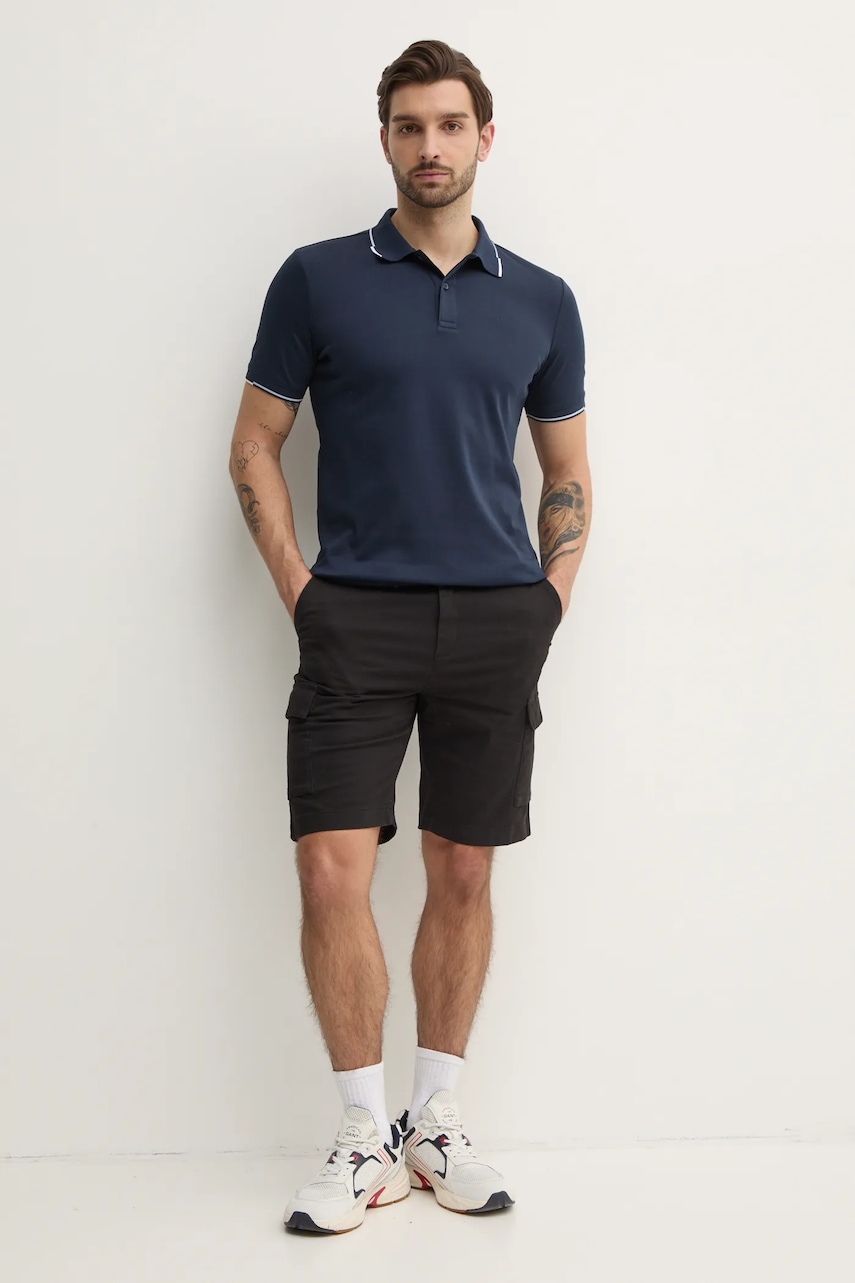 Хлопковое поло Calvin Klein цвет синий однотонное K10K114130 Хлопковое поло Calvin Klein цвет синий однотонное K10K114130