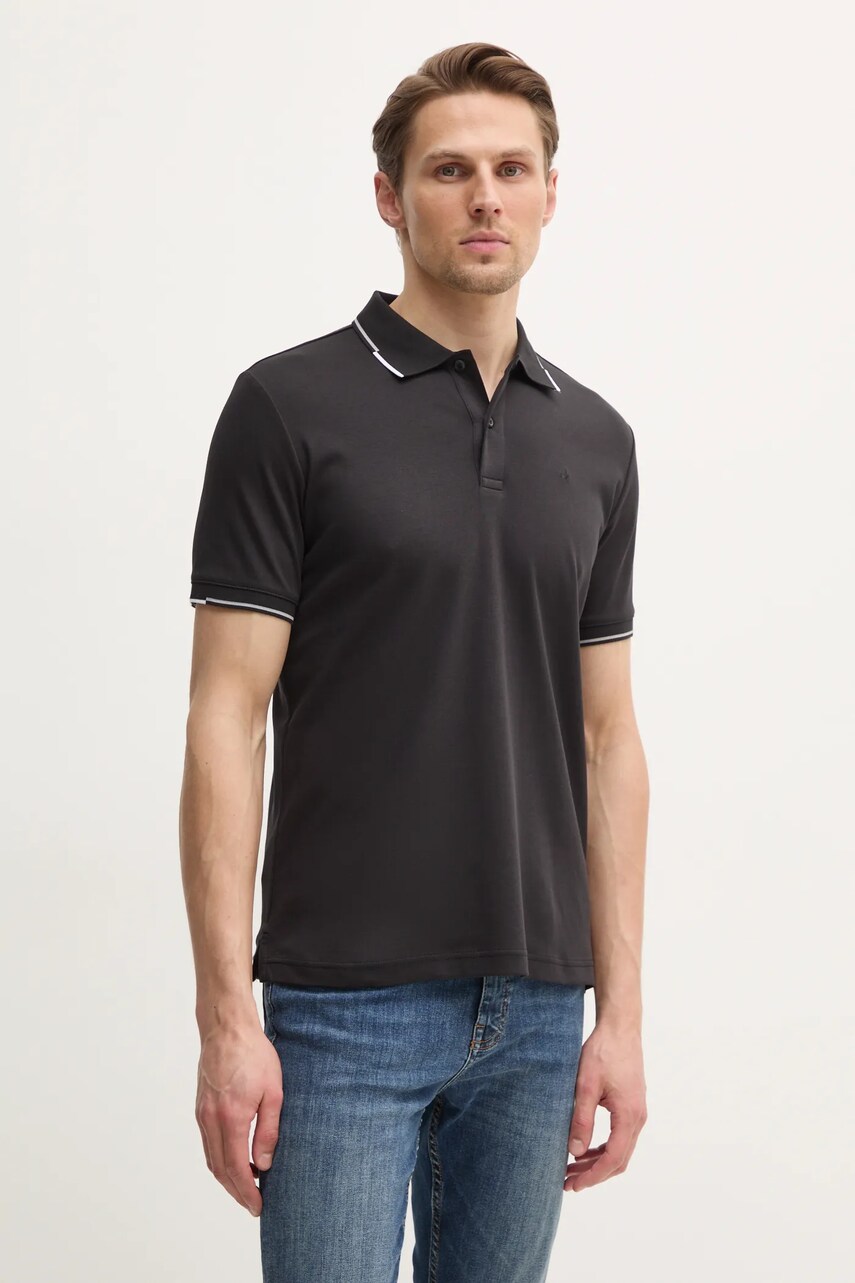 Levně Bavlněné polo tričko Calvin Klein černá barva, K10K114130