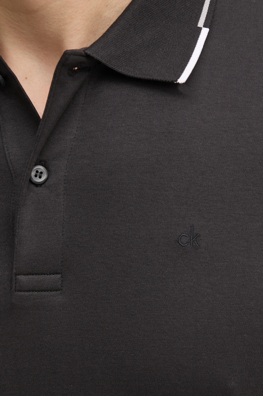 Βαμβακερό μπλουζάκι πόλο Calvin Klein χρώμα: μαύρο, K10K114130 φωτογραφία