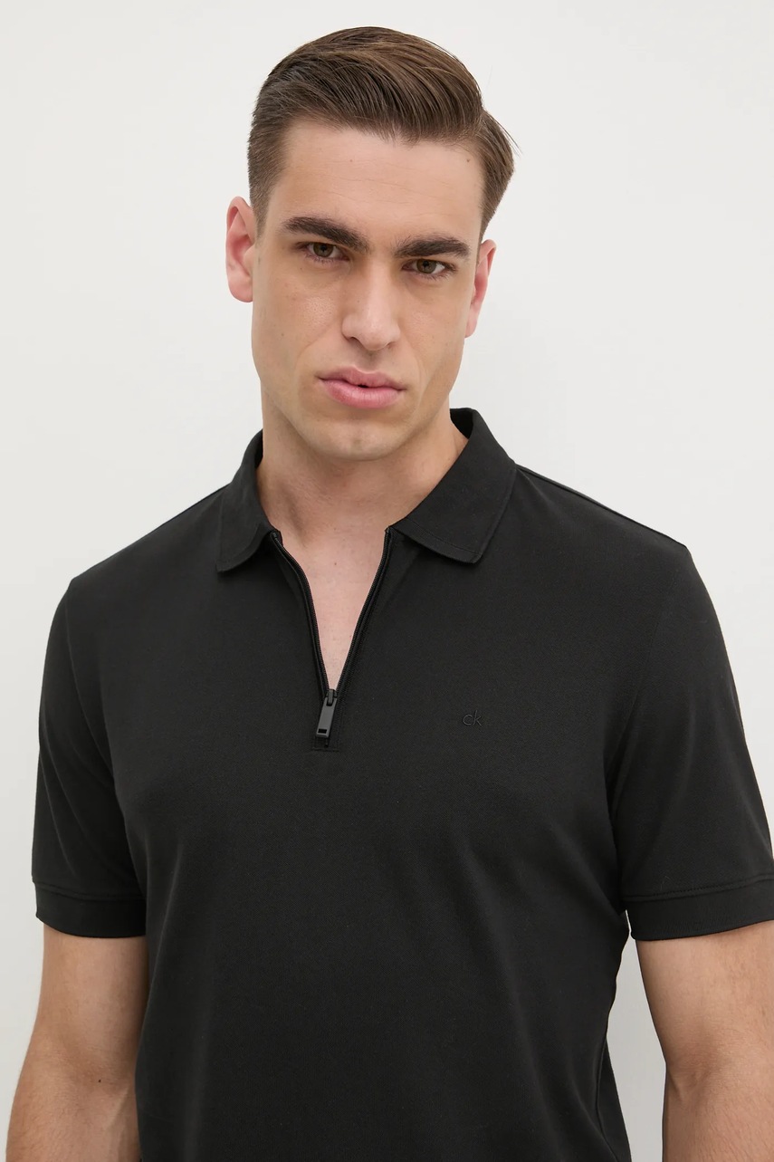 Πόλο Calvin Klein χρώμα: μαύρο, K10K114128 φωτογραφία
